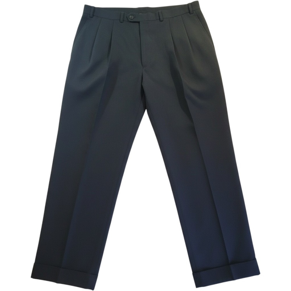Lauren Ralph Lauren Dress Pants Mens 40x27 Black Wool Pleated Cuffed